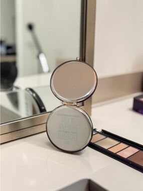 Compact Travel Mini Mirror Women's Gold-Tone with an Engraved Front Cover.